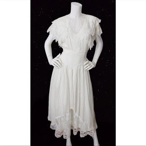 Jessica McClintock Vintage Cotton Lace Prairie Victorian Cottage-core Dress